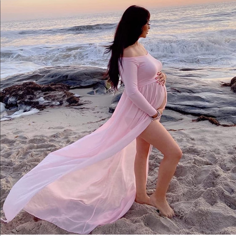 Pink Maternity Photoshoot Dress